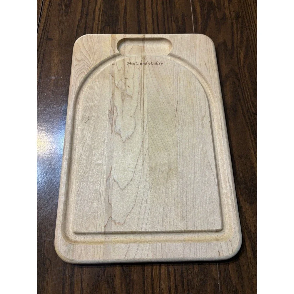 Reversible Wood Cutting Board 15x10 Dual Sided Meat & Poultry/Fruit & Vegetables